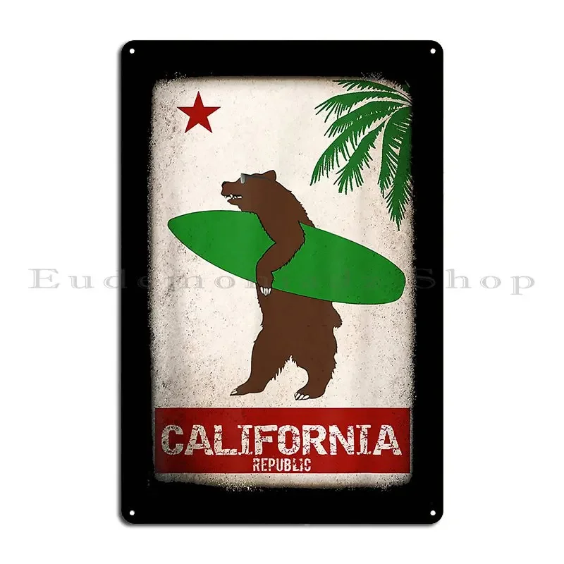 California Republic Surf Design Metal Sign Poster Customized Living Room Wall Cave Cinema Pub Mural Tin Sign Poster