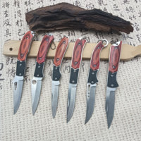 Outdoor Barbecue Knife Tool, Fixed Blade, Equipped with Log Handle, Leather Sheath, and Comes with an Exquisite Folding Knife (B
