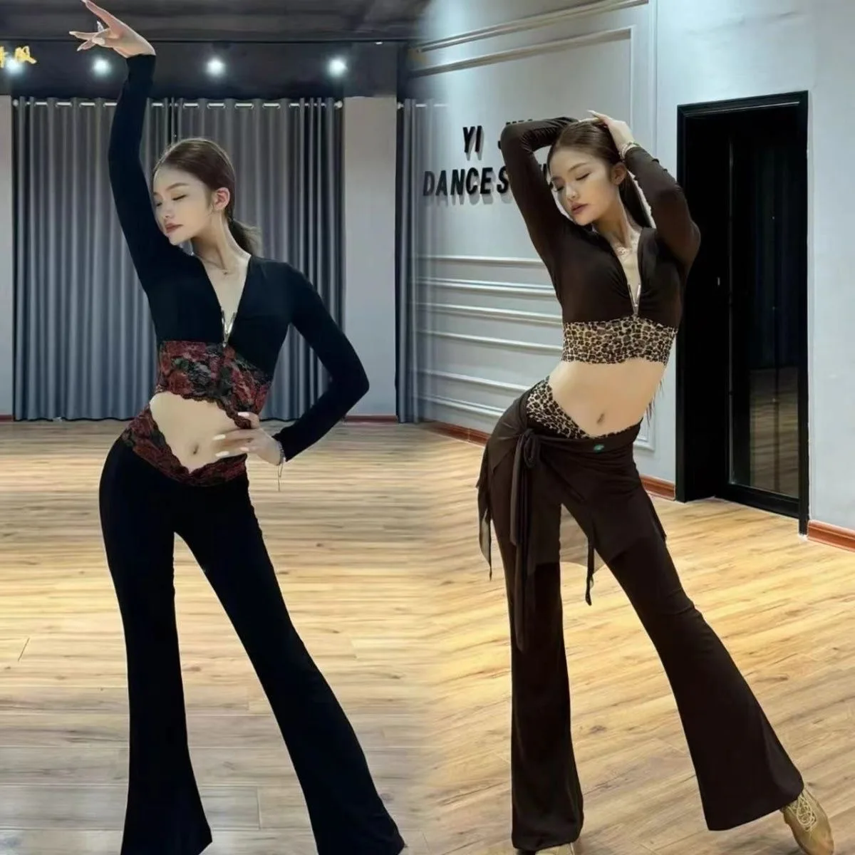 

adult performance costumes women modern dance latin dance competition dress stage costumes for women Line dance fringed skirt