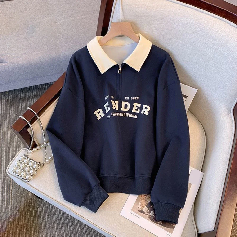 Everyday Casual Long Sleeve Tops Casual Sweatshirt All Seasons Wear Colormatching Style Microelasticity Fabric