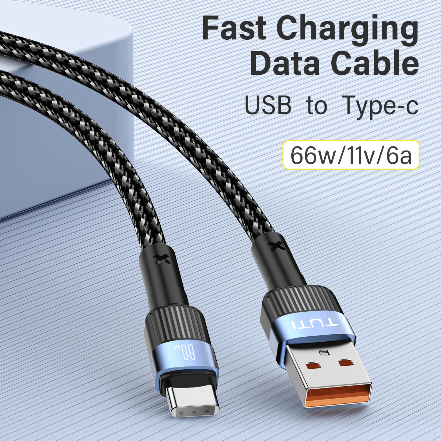 TUTI 6A USB to USB C  Fast Charging Braided Cable for iPhone16 15 Pro  Pro Max  Plus Samsung Galaxy S23 S22 S21  USB C Devices