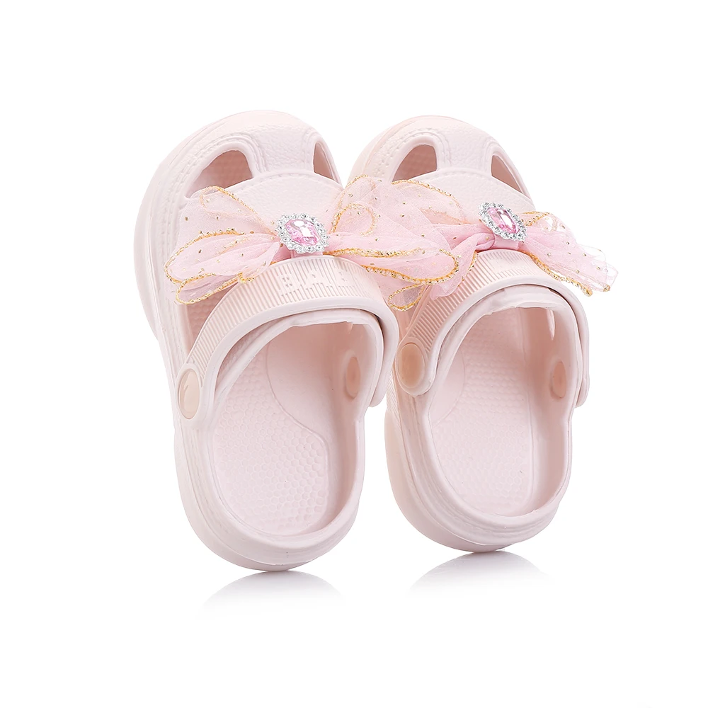 Summer New Baby Hole Shoes Children's Slippers Non-slip Soft Floor Slippers Lace-Bow Cute Girl Beach Sandals Shoes