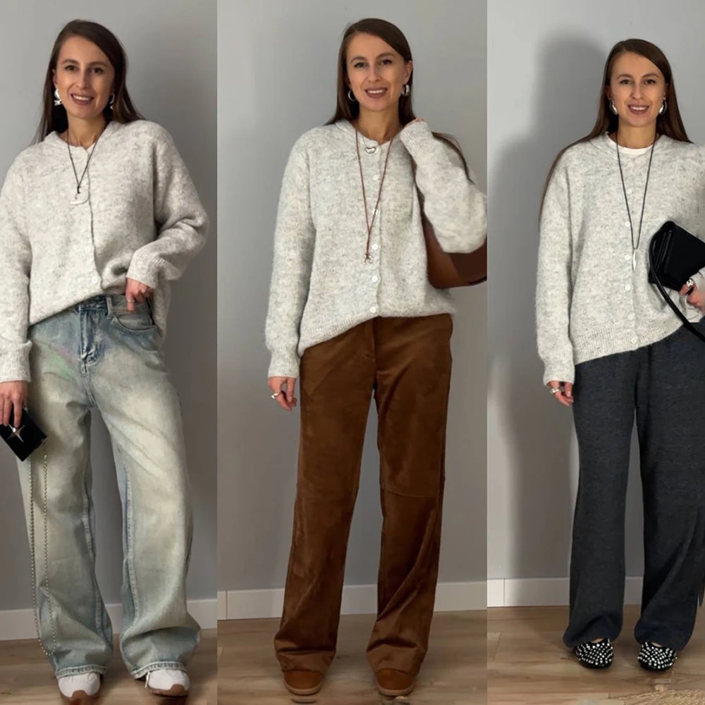 Tuularose Elegant Women's Cardigan Fashion Solid Single Breasted Loose Casual Jumpers Chic Commuting Warm New Women's Sweaters view 5
