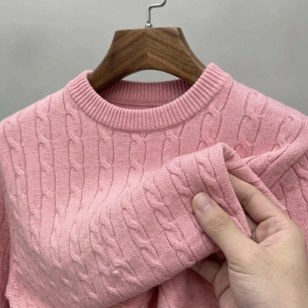 Herbstlicher Herren-Pullover mit Zopfmuster, langärmelig, lässig, Rundhalsausschnitt, weich, warm, gestrickt, für den Winter, Alltag, Streetwear – Detail 14