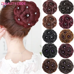 BEAUTYCODE syntetyczny klips przyrząd do koka z włosów elastyczna opaska do włosów proste przedłużanie włosów Chignon Scrunchie Hairpiece dla kobiet i dzieci