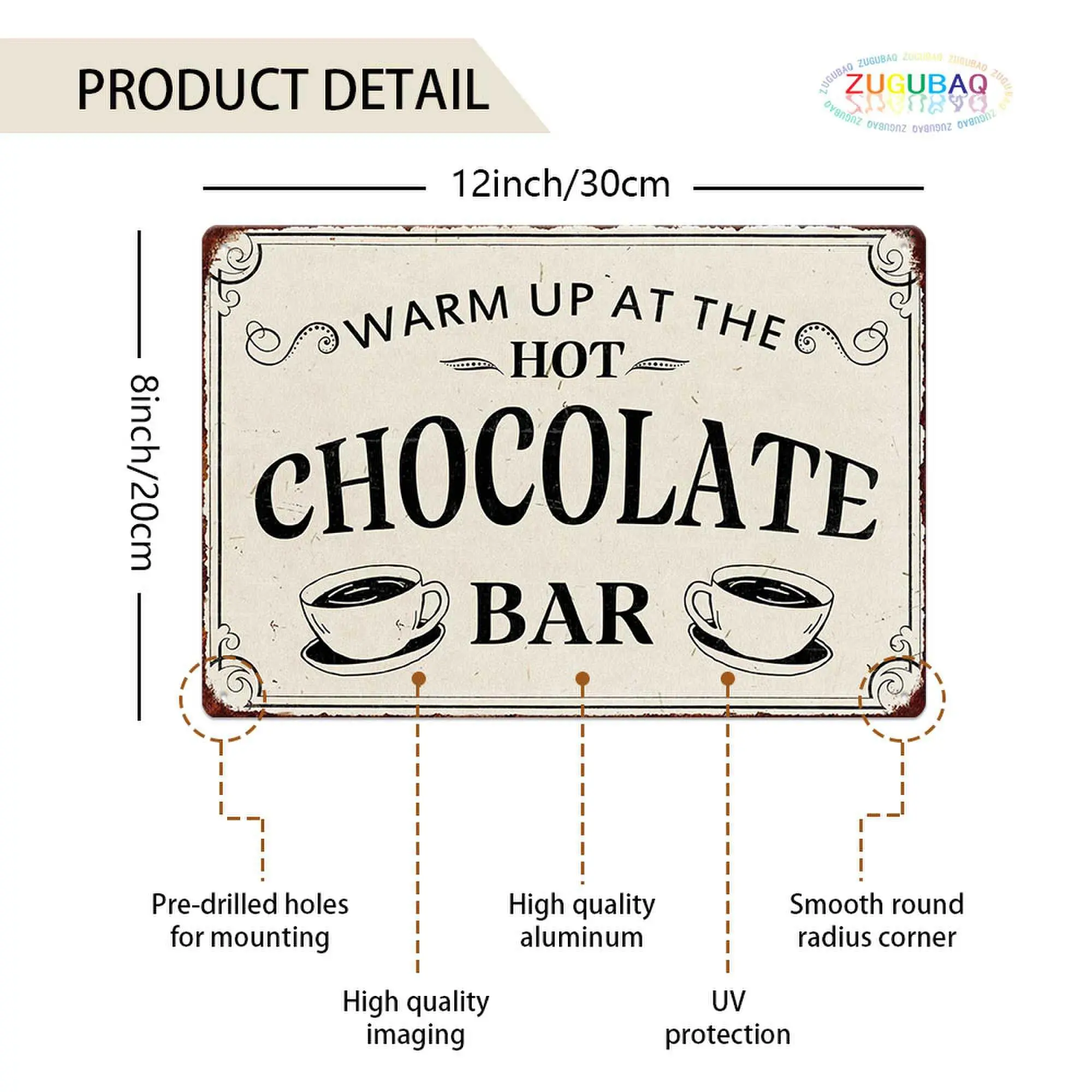 Warm Up At The Hot Chocolate Bar Metal Tin Sign Vintage Decoration Crafts Sign For Home Kitchen Farmhouse Coffee Bar Cafe Inspir