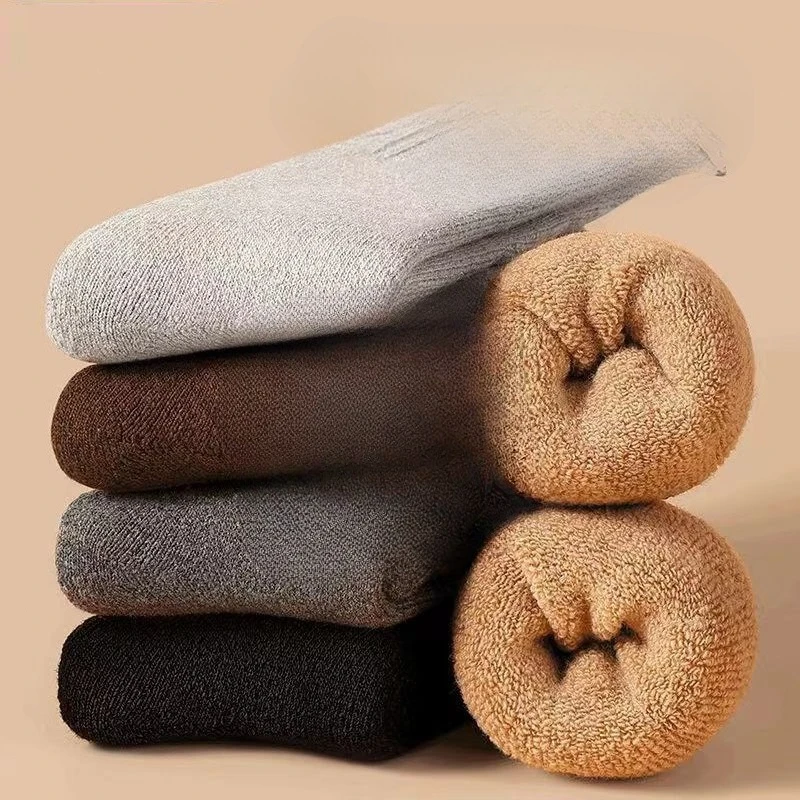 

1/4 пары зимних толстых теплых мужских носков, однотонные модные универсальные носки средней длины, повседневные удобные мужские носки