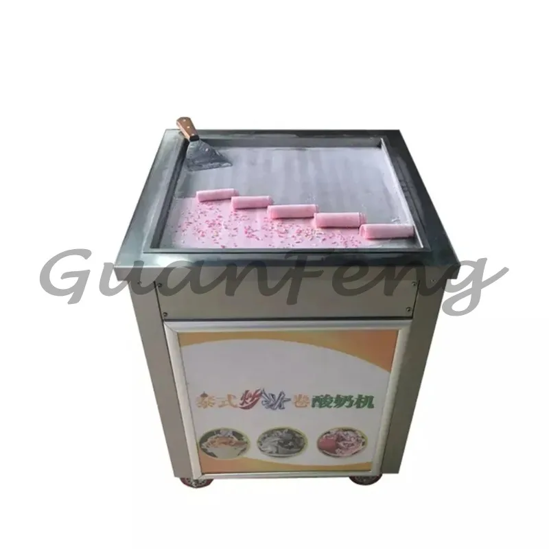 Electric Making Stainless Steel Square Pan Frying Fruit Yogurt Ice Cream Machine