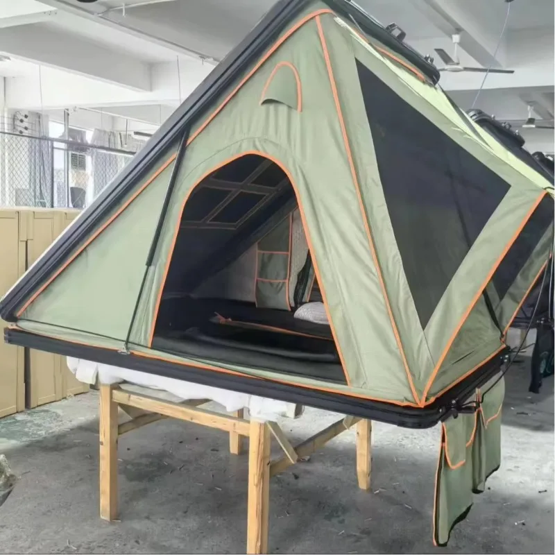 

Outdoor Camping Hot Sell Triangle Roof Top Tents Hardshell Slim Aluminum Dachzelt Hardtop Car Rooftop Tent