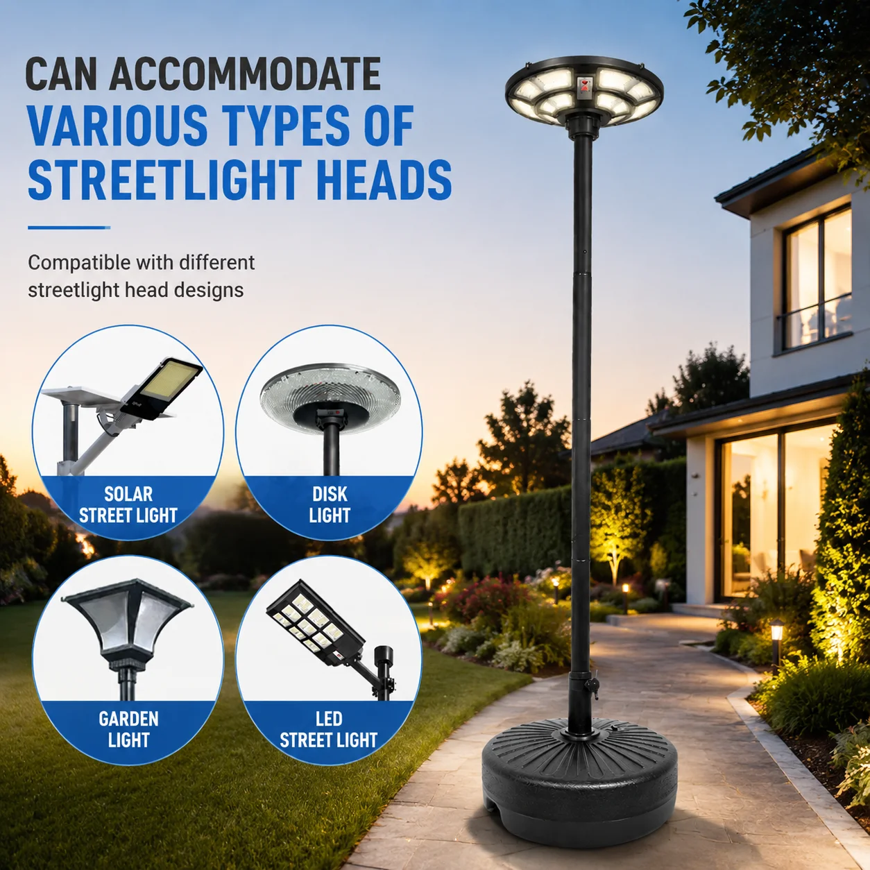 Round Fillable Water Tank – Heavy Duty Base for Umbrella, Light Stand or Sign, Sand or Water Injection, Outdoor Use Multifunctio