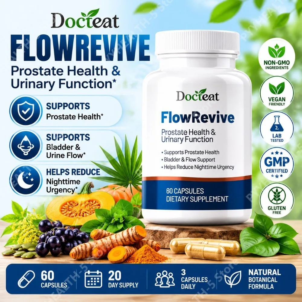 Saw Palmetto Prostate Supplement for Men FlowRevive Capsules with Pumpkin Seed Extract Support Urinary Bladder Health 60 Count