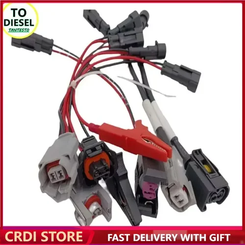 7 unids/lote Cable probador de inyector Common Rail para Bosch Denso Delphi Siemens adaptador de boquilla diésel Cables de enchufe Cable de arnés