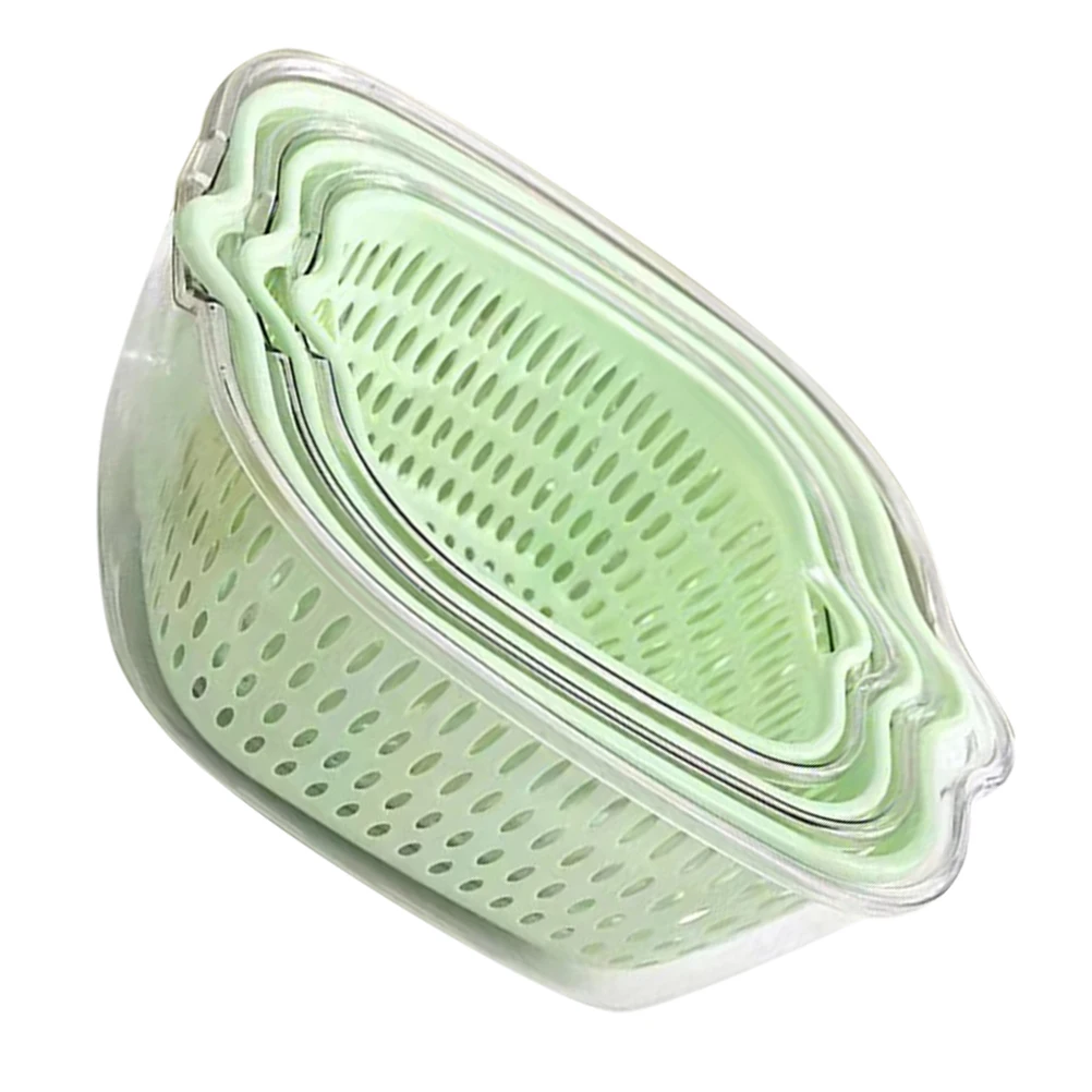 

1 set Dual-layer Vegetable Kitchen Drainer Basket Set Plastic Kitchen Fruit Strainer Reusable Drain Basket Colander Bowl