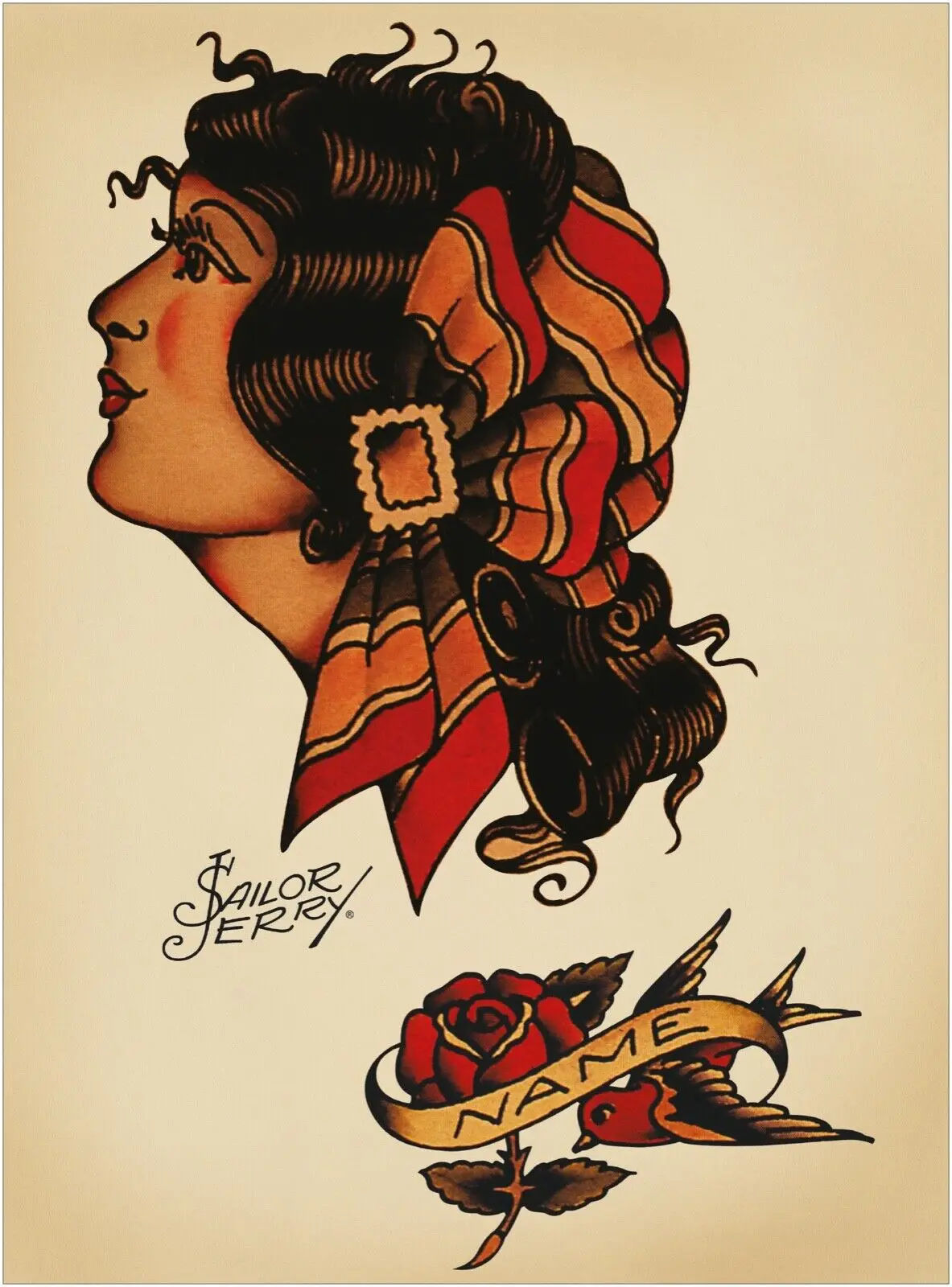 Vintage Sailor Jerry Style Tattoo Photo Picture Poster Collection