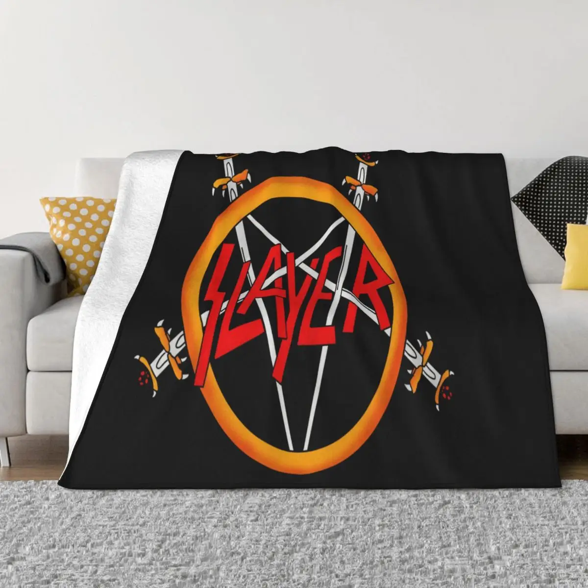 Slayer Pentagram Logo Metal Rock Band Black Size S 2Xl Classic Wholesale Pure Simple Cool Throw Blanket