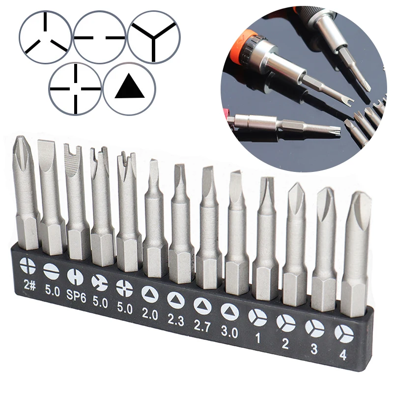 Image of 5-13-teiliges Spezial-Schraubendreher-Set 50mm U-förmig Y-Typ Dreieck Innenkreuz Dreipunkt-Schraubendreher-Bit Werkzeugzubehör