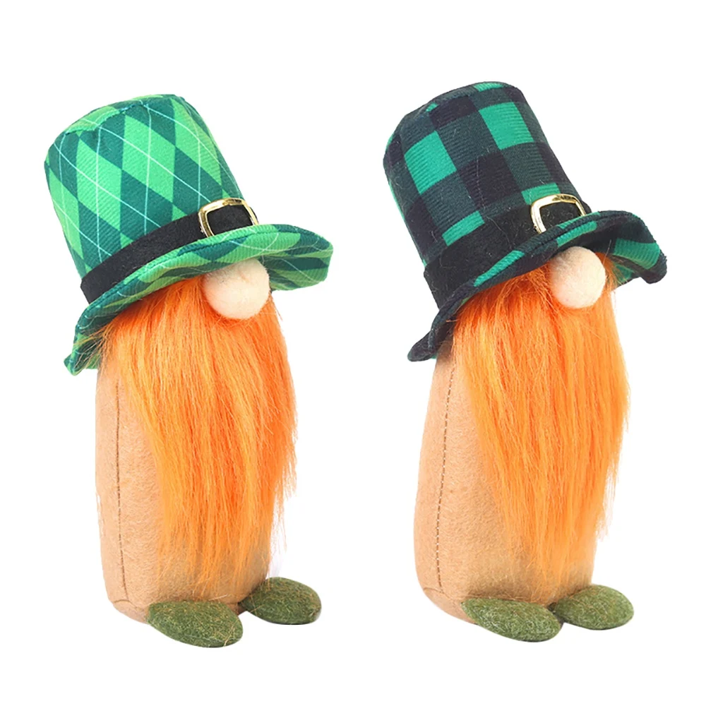 St. Patrick's Day Gnome Plush Doll Handmade Irish Elf Home Ornaments Leprechaun Clover Figurines Spring