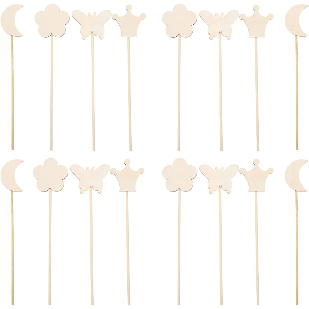 

16Pcs Wooden Fairy Wands Unpainted DIY Props for Birthday Performances Fairy Wand Performance Props