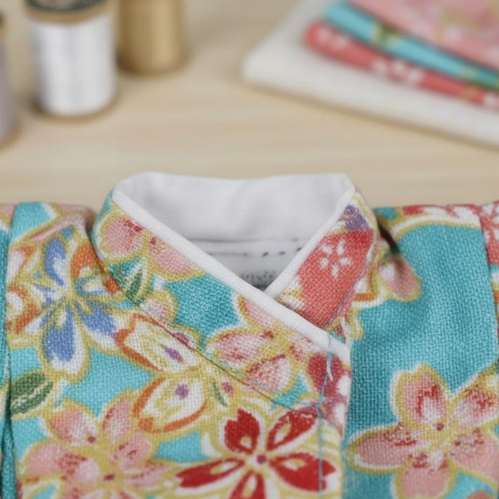 

Wide Bow Sash Floral Kimono Outfit Lightweight Mini Doll Wear Fashion Puppenoutfit Set for Doll Dress Up