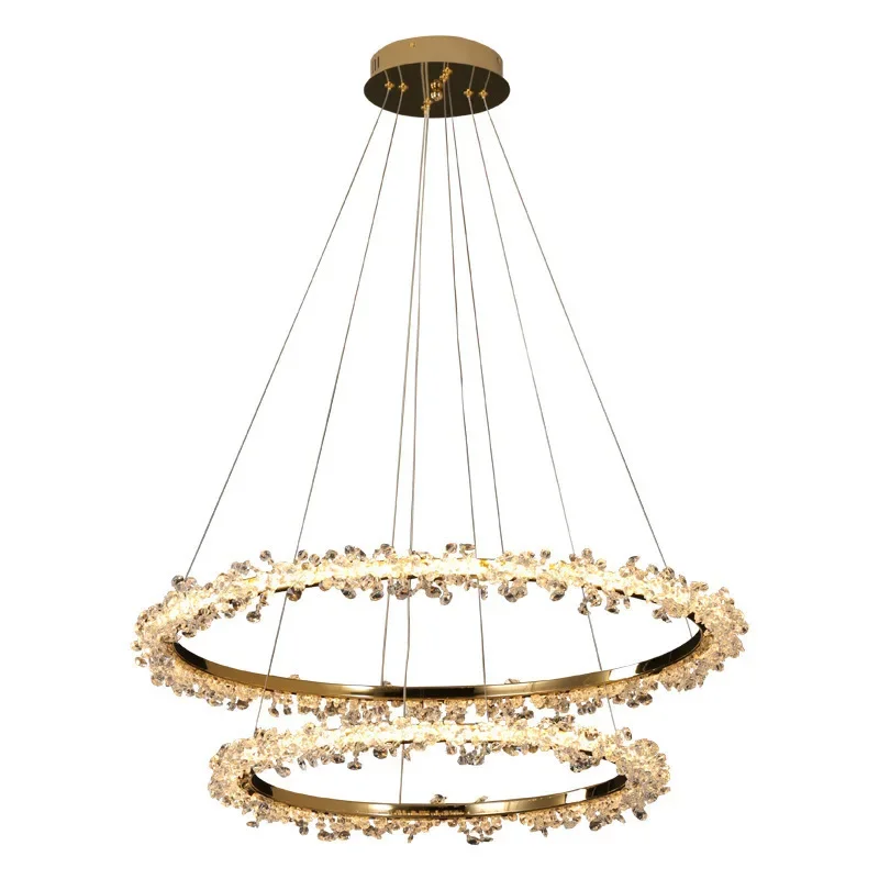 

Postmodern minimalist light luxury round crystal lamp Nordic design bedroom art chandelier