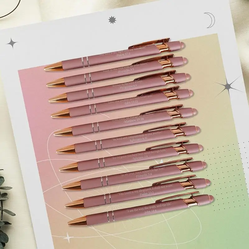 أقلام دينية آية الكتاب المقدس قلم حبر جاف للنساء والرجال مجموعة من 10 أدوات كتابة قابلة للسحب هدايا مسيحية للنساء والرجال رقم