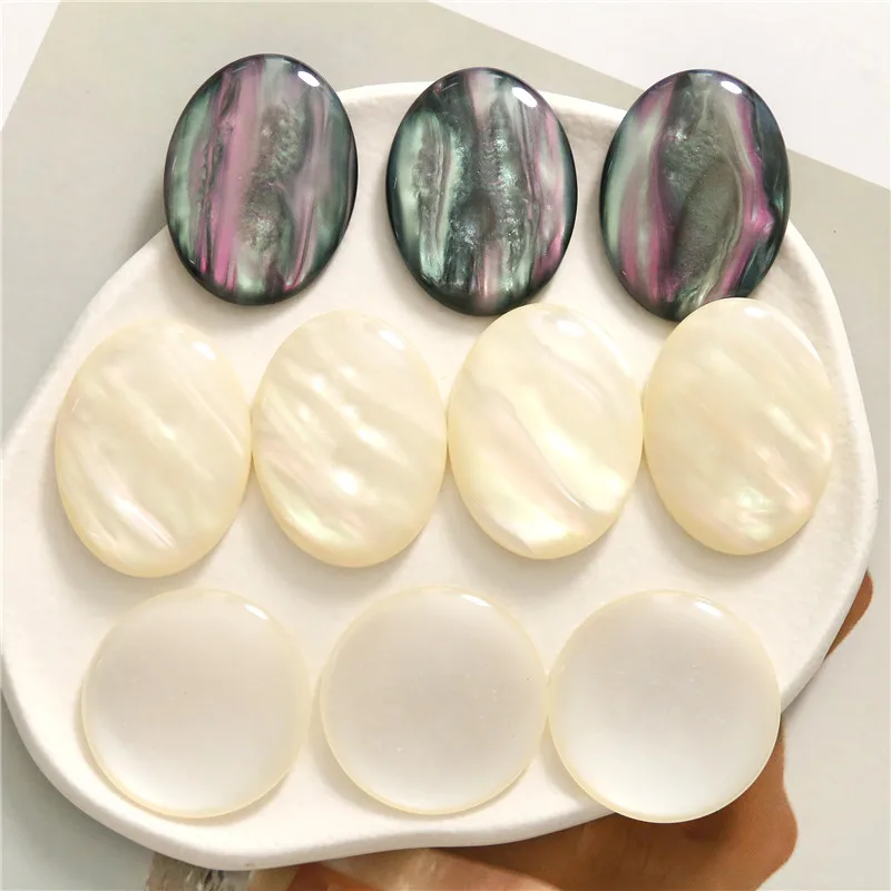 Wholesale 50pcs/lot color print geometry ovals/rounds shape resin flatback cabochon beads diy jewelry hair accessory