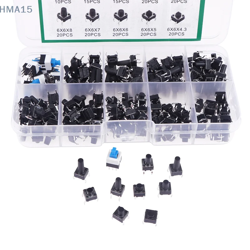 [EL] 10 قيم 180 قطعة مفتاح بـزر دفع اللمس لحظة اللمس اللباقة مفتاح صغير عدة 6*6 4.3-13 مللي متر 7*7 مللي متر لحظة التبديل