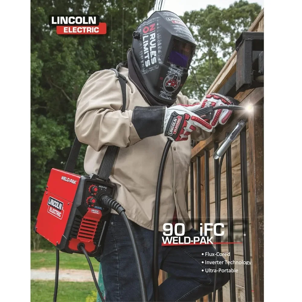 Lincoln Electric 90i FC Flux Core Wire Feed Weld-PAK Welder, 120V Welding Machine, Portable w/Shoulder Strap, K5255-1