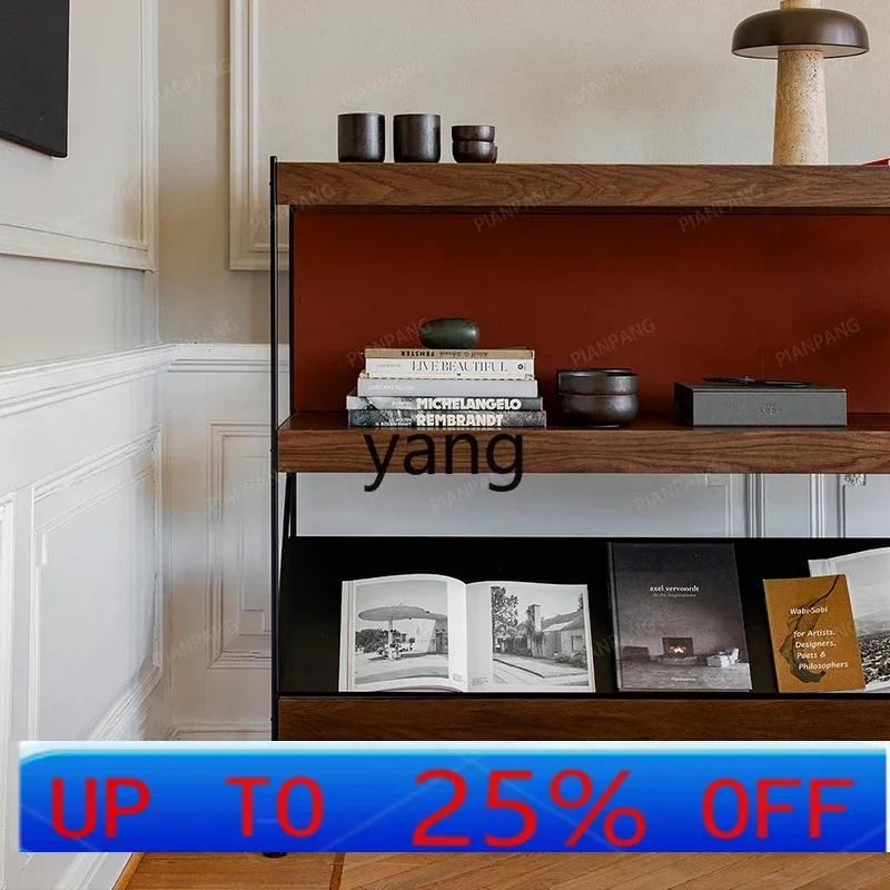 

LH Modern Minimalist Retro Artistic Shelf Backboard Two-Layer Display Cabinet