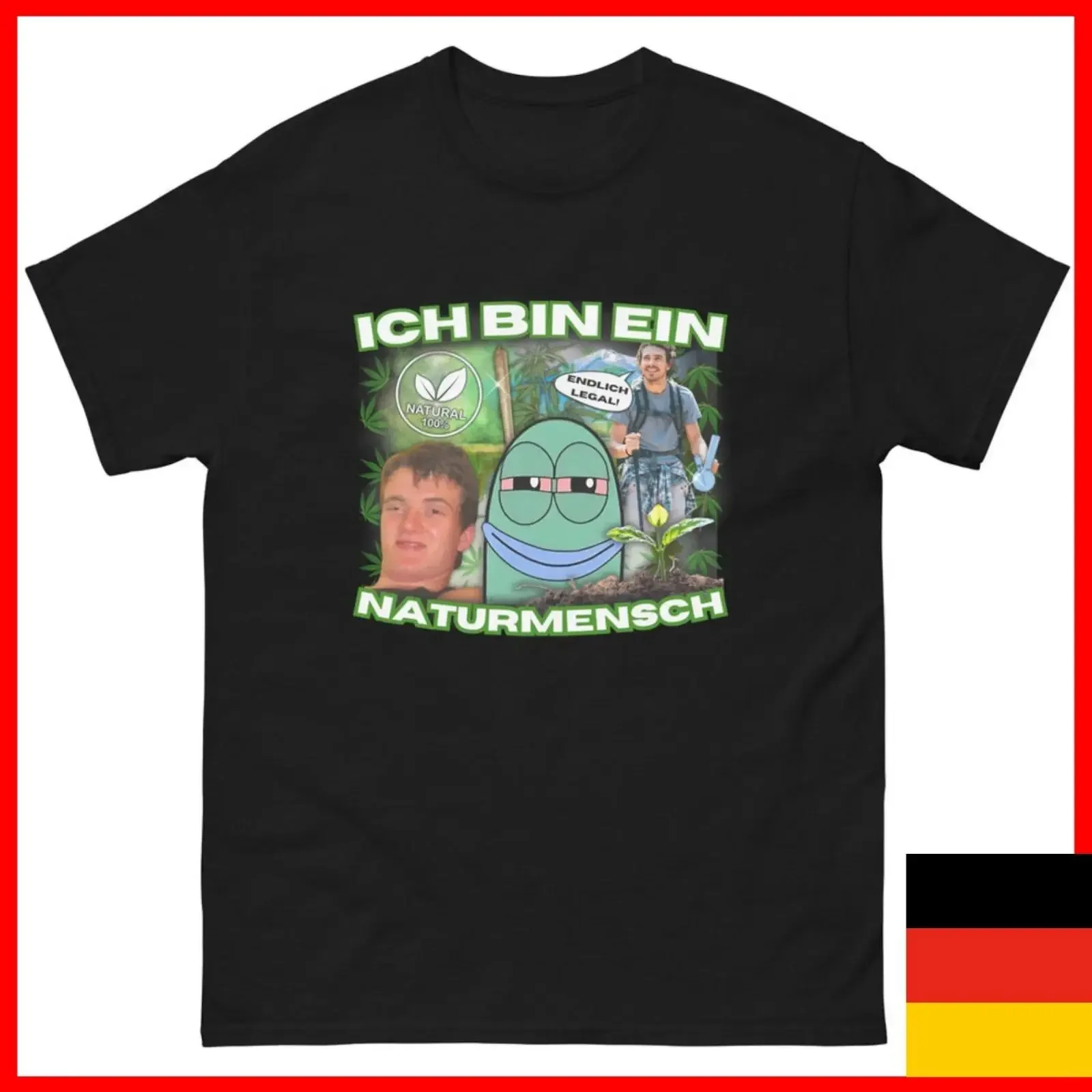 Ich bin ein Naturmensch T Shirt Lustiges Funshirt Party Festival Humor vintage Washed Stylish Soft designer clothes fashion