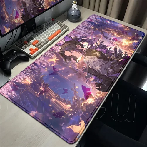 Imagen 2 del producto Alfombrilla de ratón Demon Slayer para videojuegos, alfombrilla para teclado de ordenador portátil, alfombrilla de escritorio de goma antideslizante para Pc, alfombrilla para ratón con impresión HD de Anime para Gamer