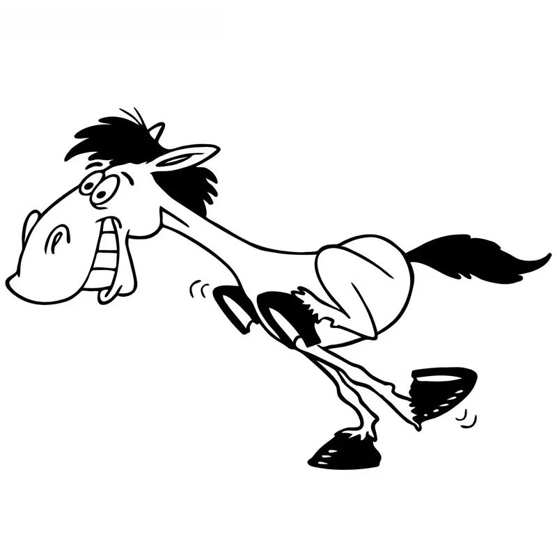 

Cartoon Interesting Horse Car Sticker Car-styling White/Black/Silver Car Accessories Waterproof Decoration,15cm*10cm