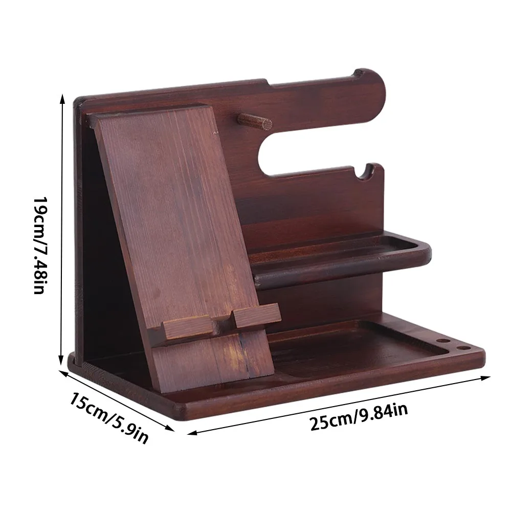 남성용 나무 선반 기념일 선물, 멀티 레이어 책상 보관 랙, 전화 거치대 도킹 스테이션 지지대 스탠드