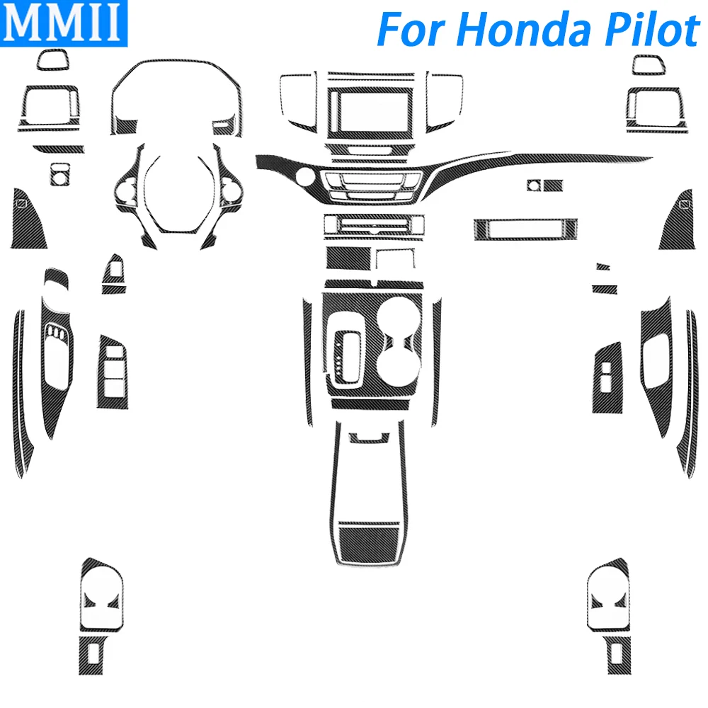 For Honda Pilot 2016-2022 Full Set Real Carbon Fiber Kits Full Car Interior Trim Cover Decoration Retrofit Accessories Sticker