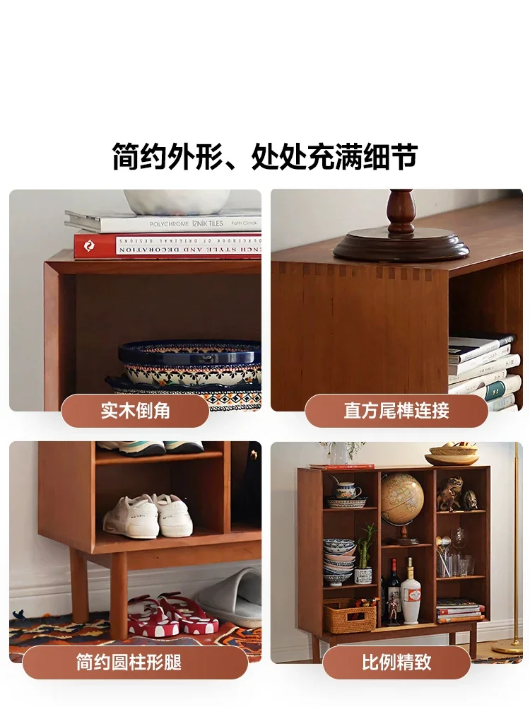 مربع بدون باب، خشب متين قديم، جانب علبة منخفض من القرون الوسطى، رف، خزانة #3