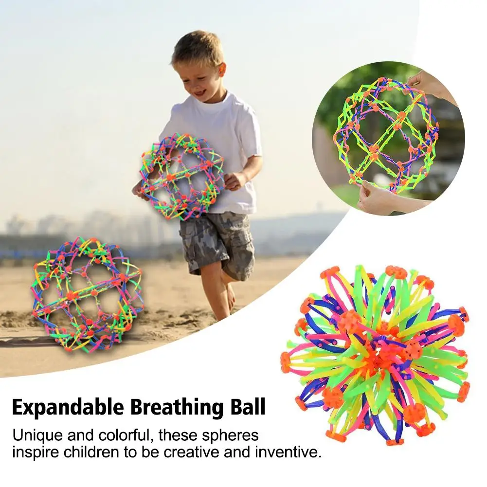 Expandable Breathing Ball Toy Colorful Contracting Magic Sphere Fidget Stress Relief Toy Novelty Breathing Exercise Tool for Kid