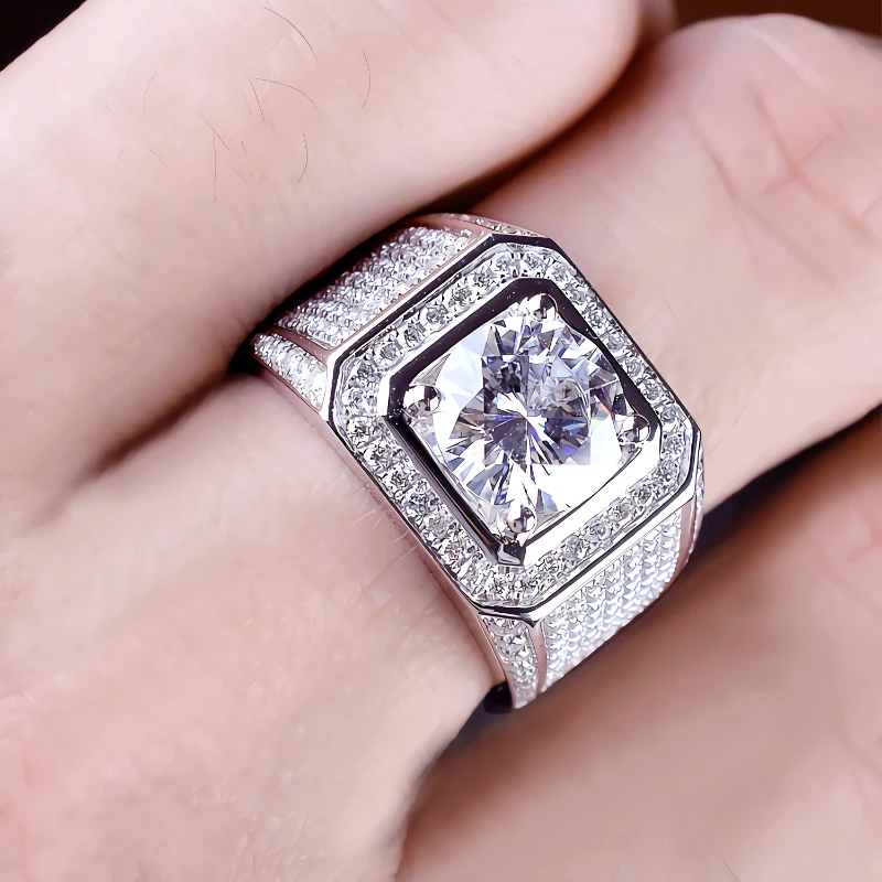 

high quality 925 Sterling silver luxury Crystal Rings for men fashion designer party wedding Accessories Jewelry birthday gifts