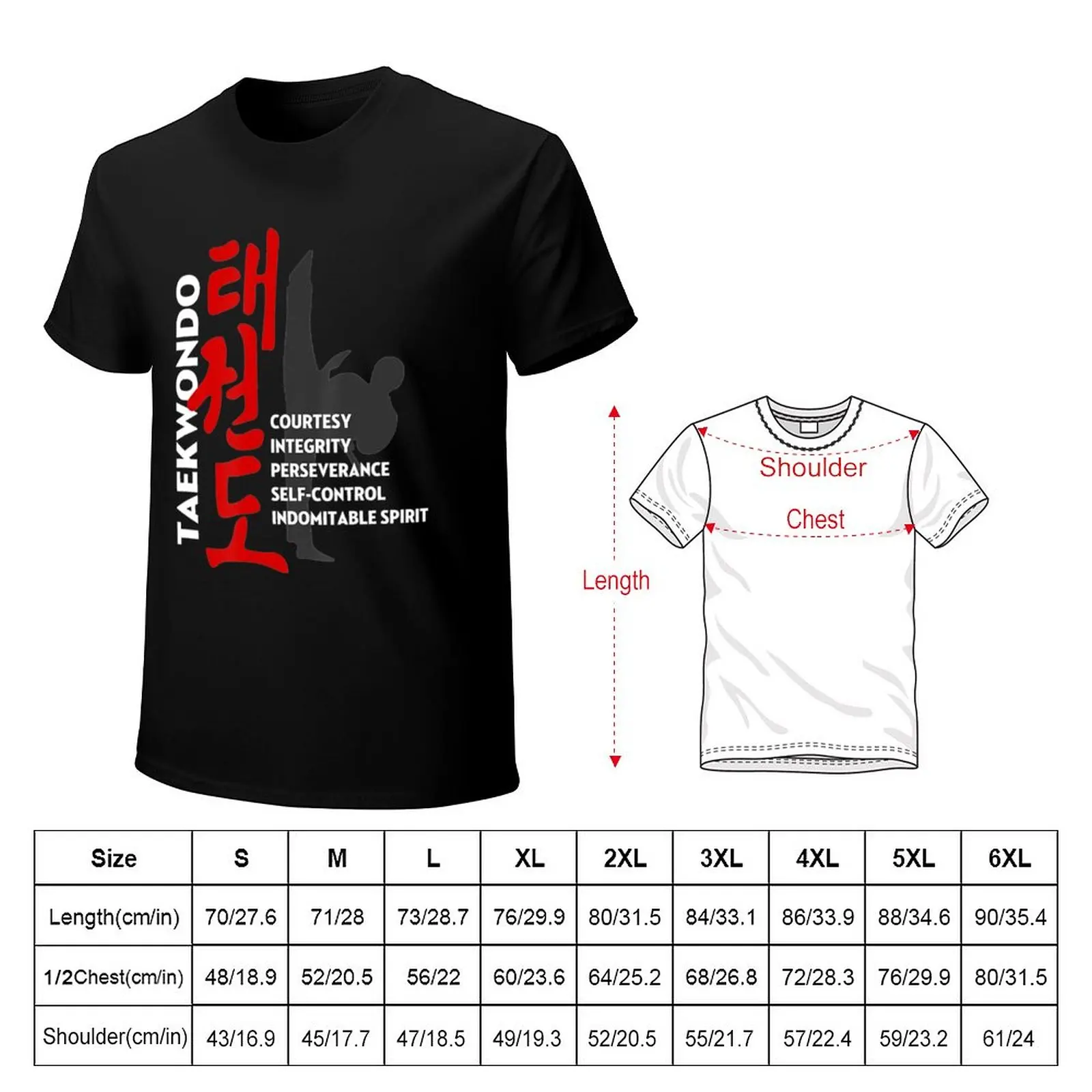 Taekwondo Tenets Martial Arts Graphic T-Shirt Anime t-shirt T-shirt for a boy Men's cotton t-shirt