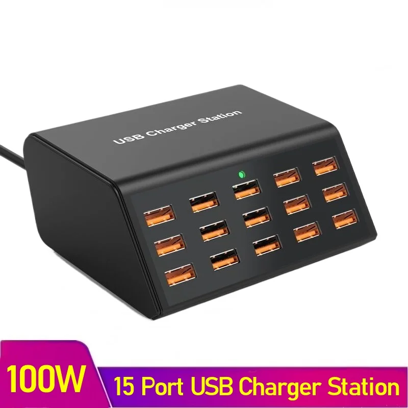 

Universal 100W Multi 15 Ports USB Fast Charger 2.4A Charging Station For IPhone 11 12 13 14 15 Pro Max Samsung Tablet