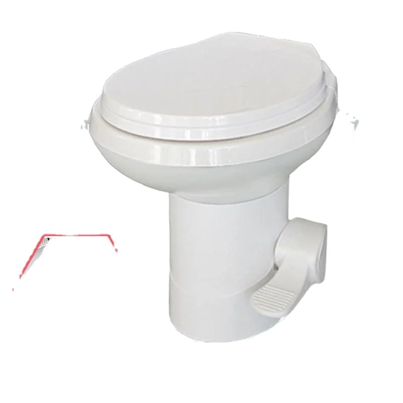 AGE White Portable Camping Toilet with Foot-operated Gravity Flush for RV and Caravan Water Use