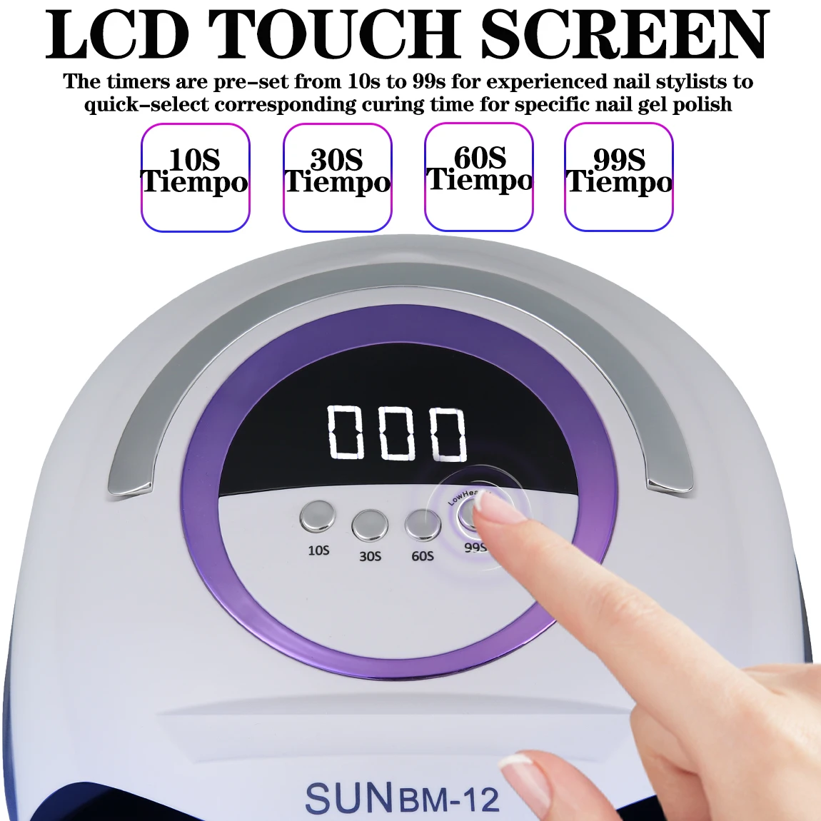 SUN BM-12 네일 램프 전문 네일 광택제 경화 LED UV 라이트, 자동 센서, LCD HD 디스플레이, 네일 아트 도구, 4 타이머