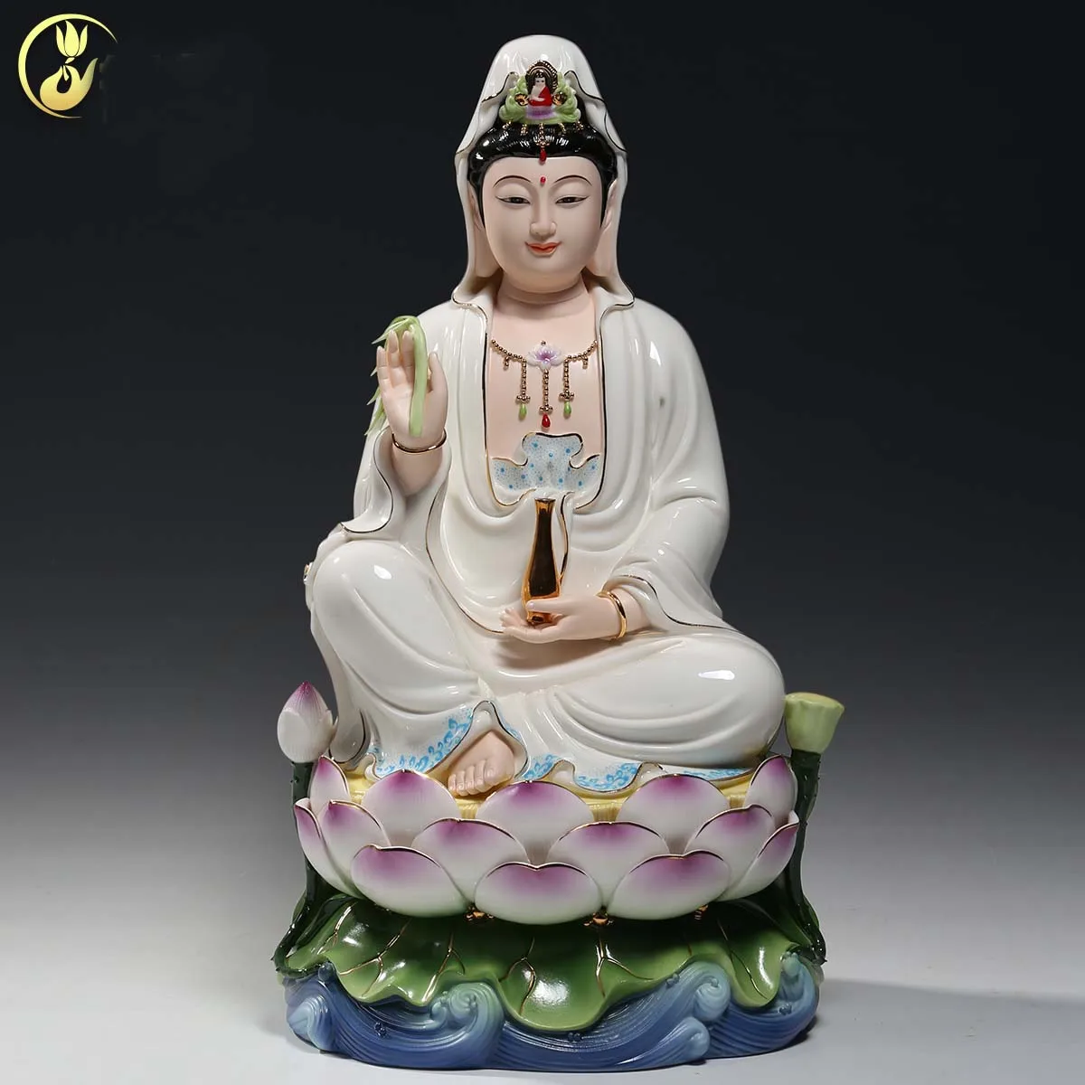 5A+ HOME SHOP high grade Buddha statue Guan yin PU SA Avalokiteshvara COLOR Ceramic bless safe good luck