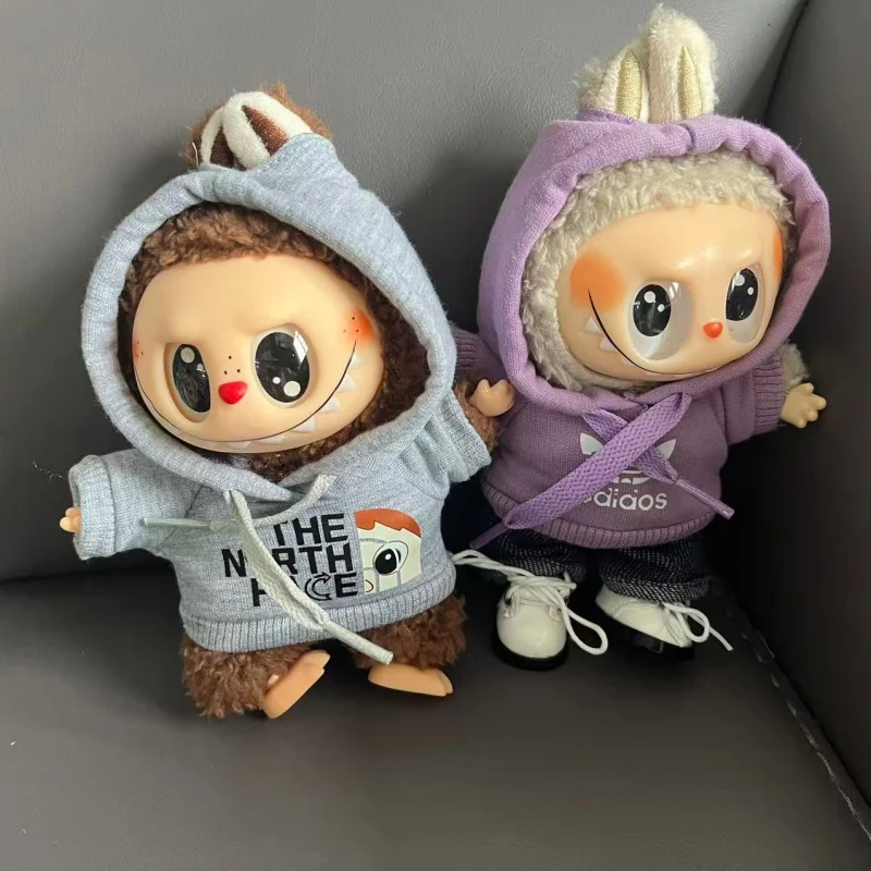 Pour Labubu vêtements poupée V1 V2 V3 tenues noir blanc à capuche avec short à revers chaussure diverses couleurs poupée bricolage accessoires Options