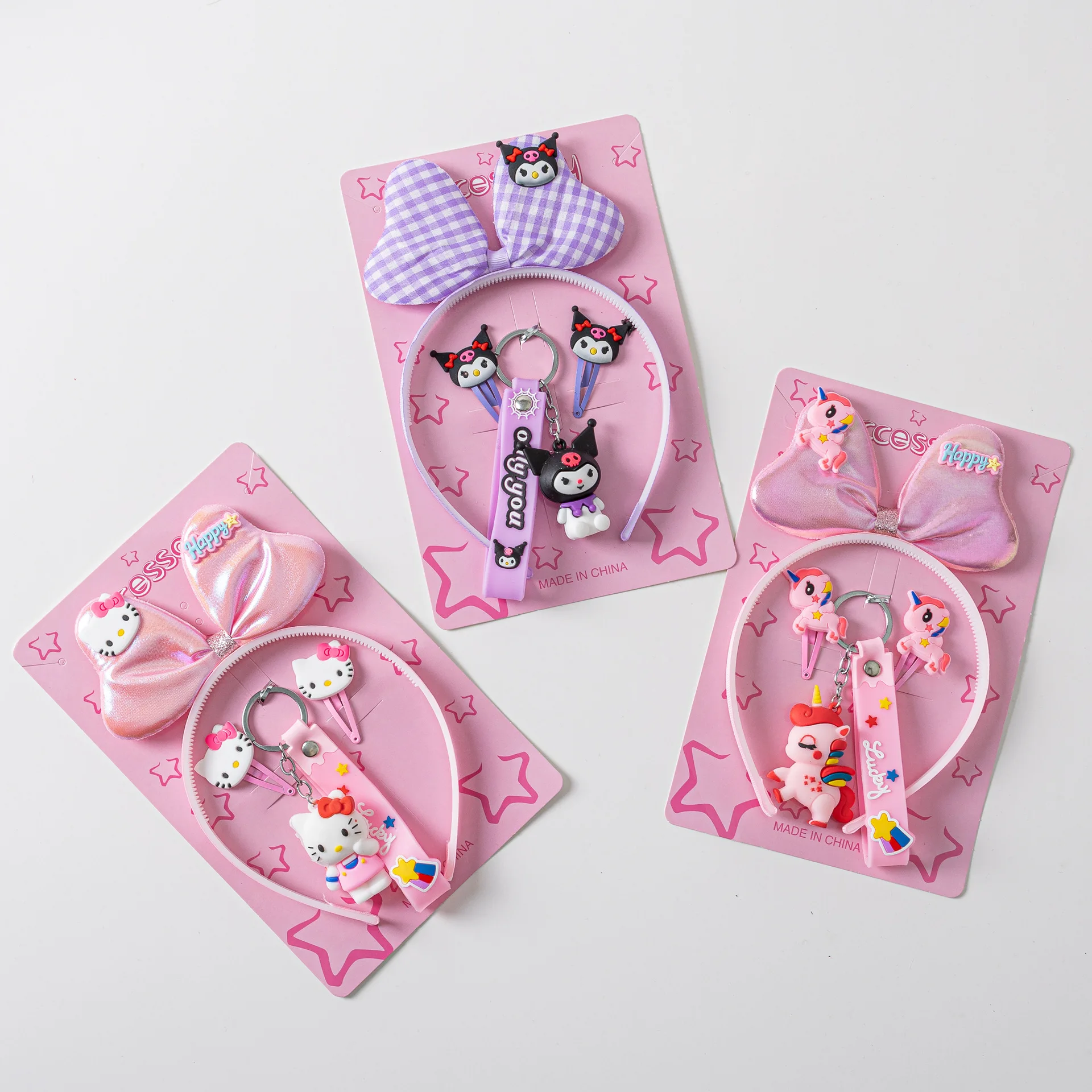 

Sanrio Kulomi KT Cat Anti-Slip Headband Hair Ornament Cute Cartoon Children's Princess Headbuckle Set