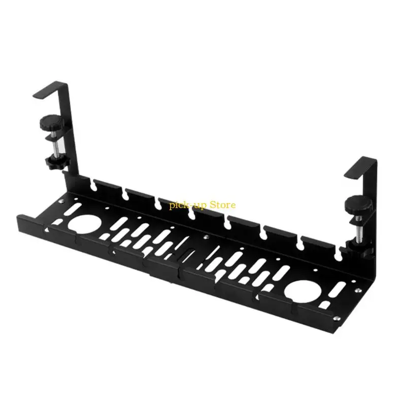 Q5WA توسيع نطاق تحت صينية تخزين كابل المكتب مع حبل المشبك يحمل شرائط الطاقة قابلة للتعديل 40 سم إلى 52 سم الطول