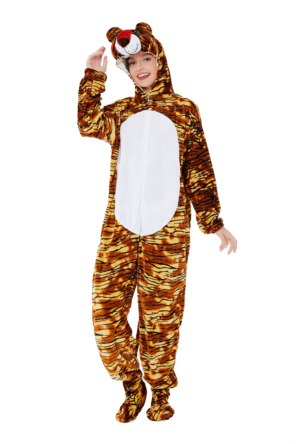 New Animal Adult Animal Furry Costume Cosplay Tiger Dress Up Fancy Jumpsuit Outfits Halloween Pajamas Party Role Play For Women