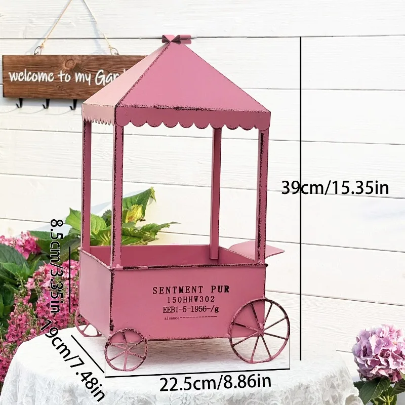 Courtyard Villa Iron Four Wheel Small Flower Cart Pot Ware Famous Residence Balcony Decoration Personalized Flower Pot