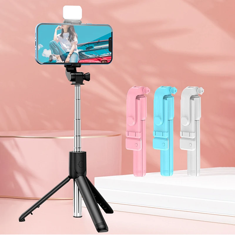 Lenovo Selfie Stick Wireless Tripod Stand with Light Bluetooth Remote Extendable Tripod for Mobile Phone Tiktok Live Streaming