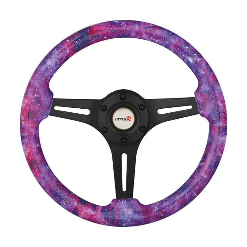 

Customization Tiypeor OEM ODM Auto Part Car Modified Steering Wheel 350MM Solid Wood Racing Steering Wheel Cars