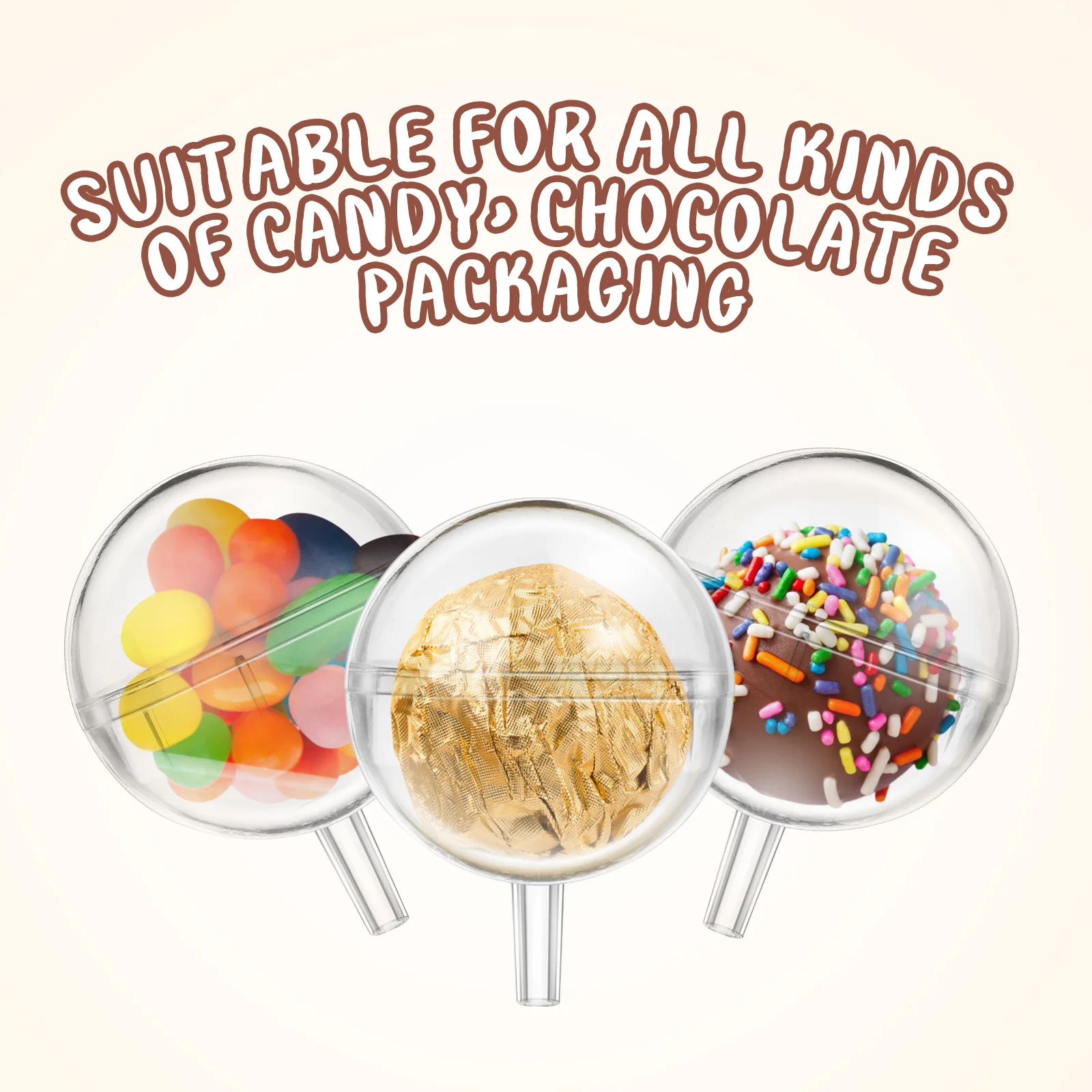 100Pcs Clear Packaging Cups with Lid Bulk Acrylic Truffle Holder for DIY Chocolate Flower Bouquet Valentine Gift Kit